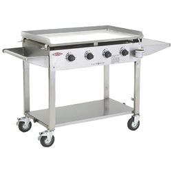 BeefEater Clubman Stainless Steel 4 Burner BBQ & Trolley w/ Stainless Hotplate