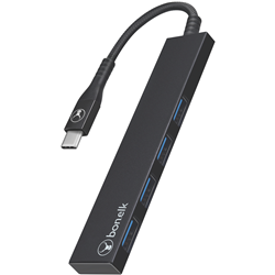 Bonelk Long-Life USB-C 4 Port USB Hub (Black)