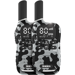 Uniden 80 Channel UHF Radio With Kid Zone USB-C Charging Camo Grey Twin Pack