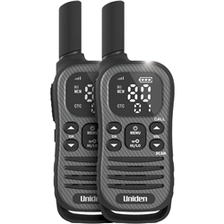 Uniden 80 Channel UHF Radio USB-C Charging Range Extender Twin Pack Gun Metal Grey
